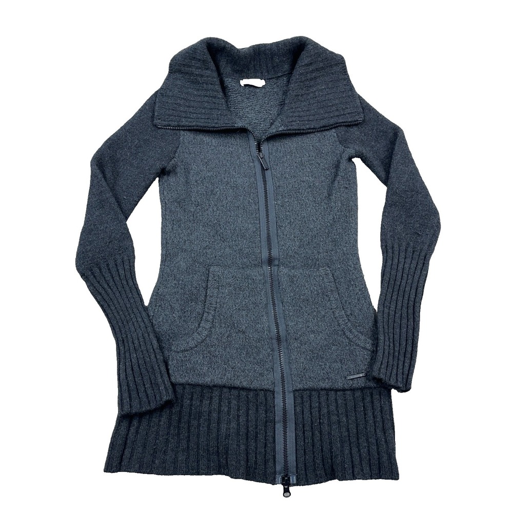 Smartwool Sweater Women Medium Gray Merino Wool Knit Full Zip Cardigan Slim Fit